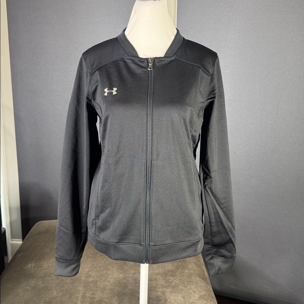 Women’s Under Armour Black Challenger Track Jacket Fitted Full Zip Medium NWT